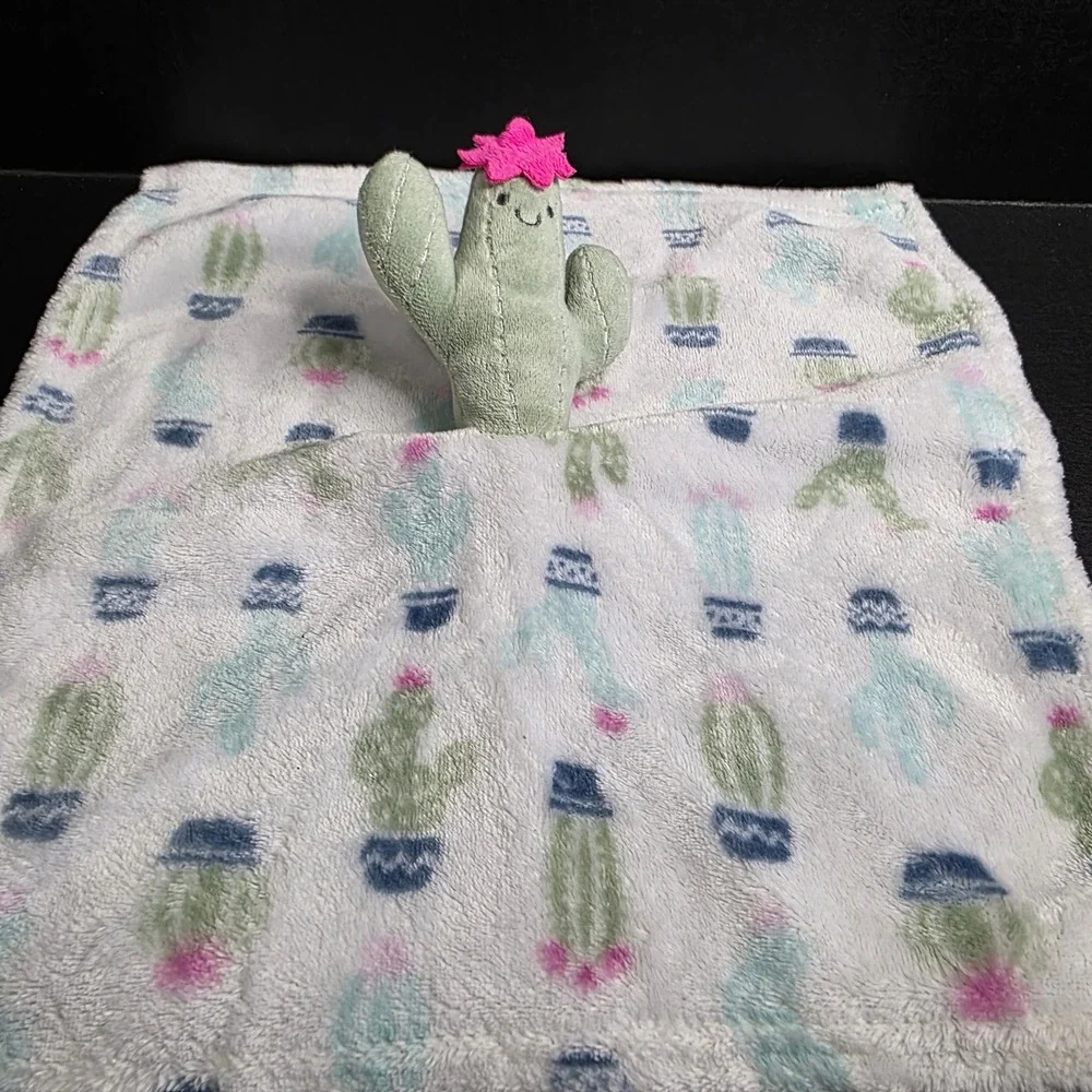 Hudson Baby Cactus Plush Security Blanket Lovey 16505 Green Pink White